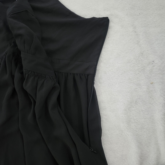 LOFT Women's Plus Size 16 Black Spaghetti Strap Midi Chiffon Dress NWT - Picture 5 of 11